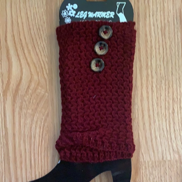 KNIT LEG WARMERS/BOOT CUFFS-BURGUNDY - Picture 1 of 5